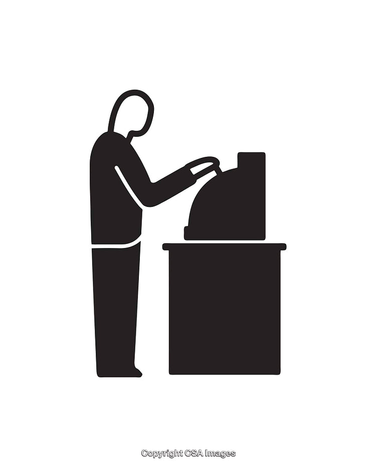 Silhouette of Person Operating Cash Register in Shop Environment