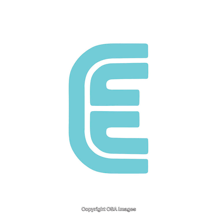 Stylized Letter E Icon in Minimalistic Cyan Design on White Background