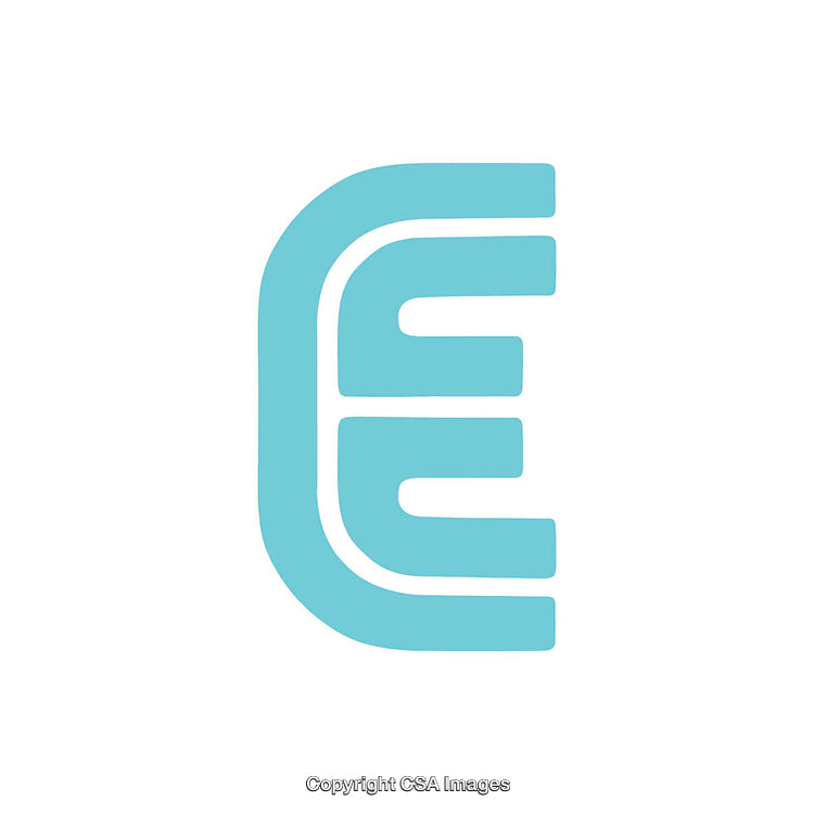 Stylized Letter E Icon in Minimalistic Cyan Design on White Background