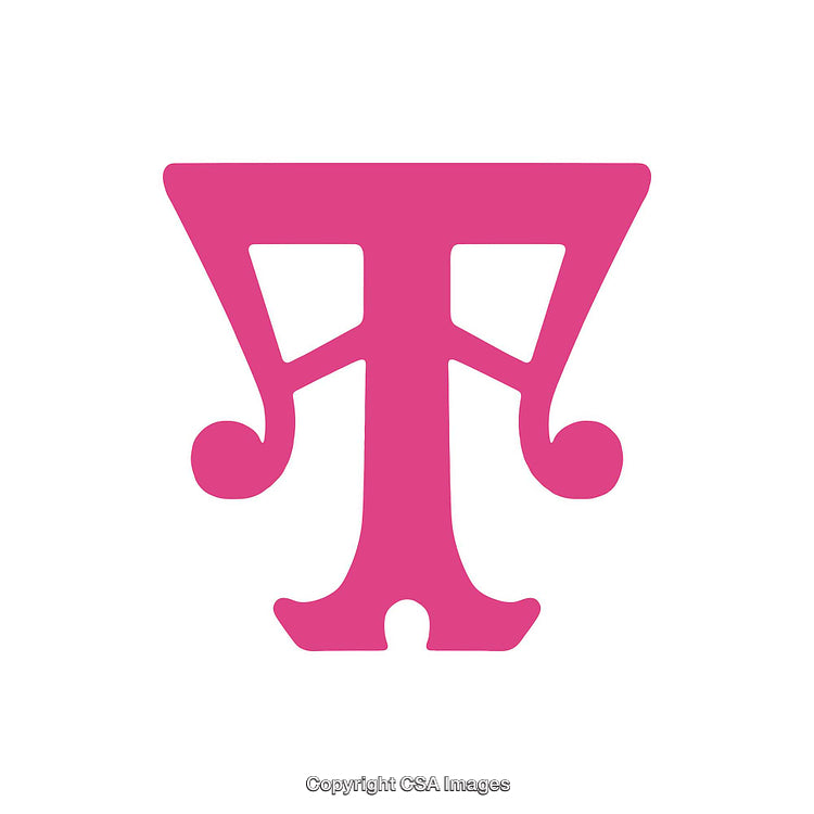 Stylized Pink Letter T Symbol With Decorative Design Elements