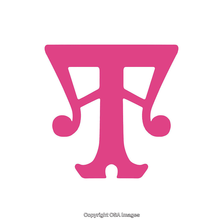 Stylized Pink Letter T Symbol With Decorative Design Elements