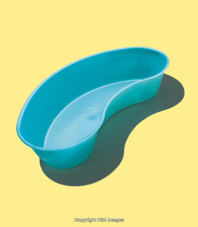 Bright Blue Plastic Dish with Yellow Background - Minimalistic Design