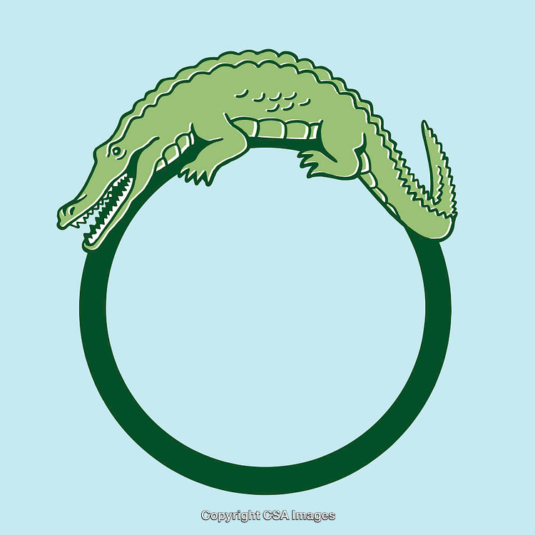 Green Crocodile Ouroboros Illustration With Minimalistic Line Art Design