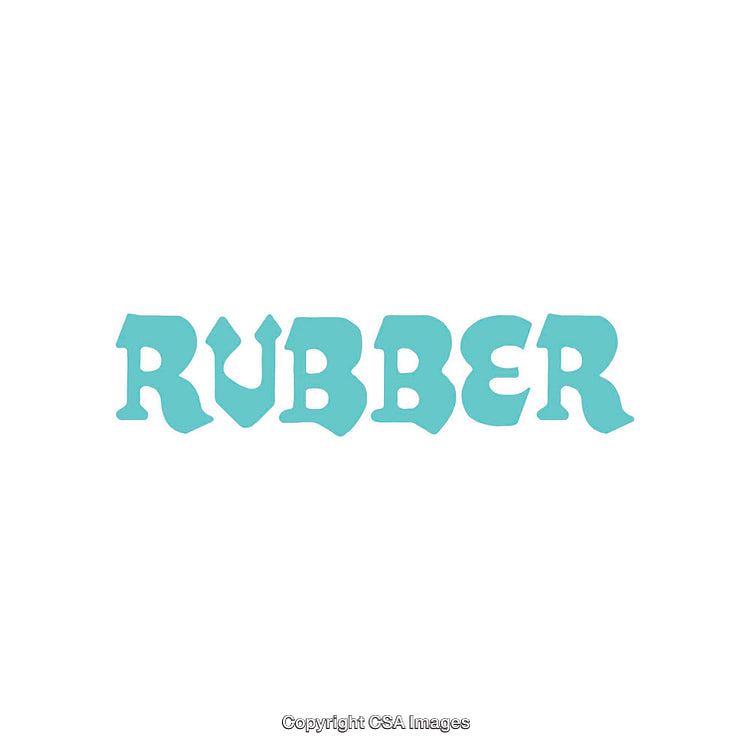 Simple Blue Rubber Word Design on White Background
