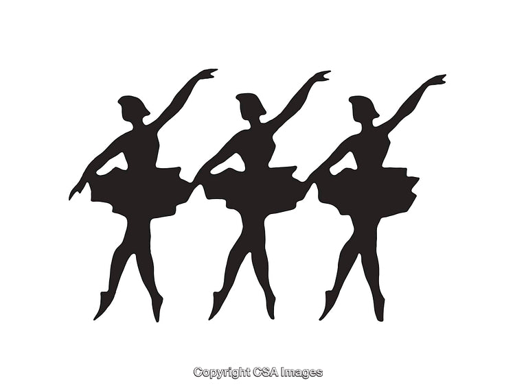 Silhouette of Three Graceful Ballet Dancers in Performance Positions