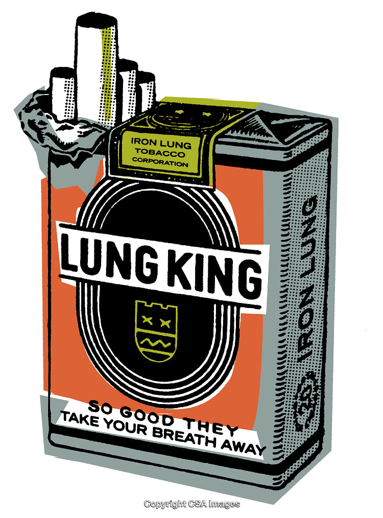 Illustrated Satirical Representation of Cigarette Pack Suggesting Health Warnings