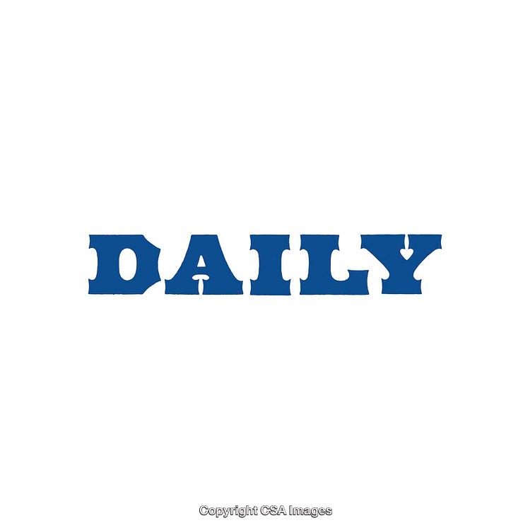Bold Blue Textual Visual With the Word 'Daily' on a White Background