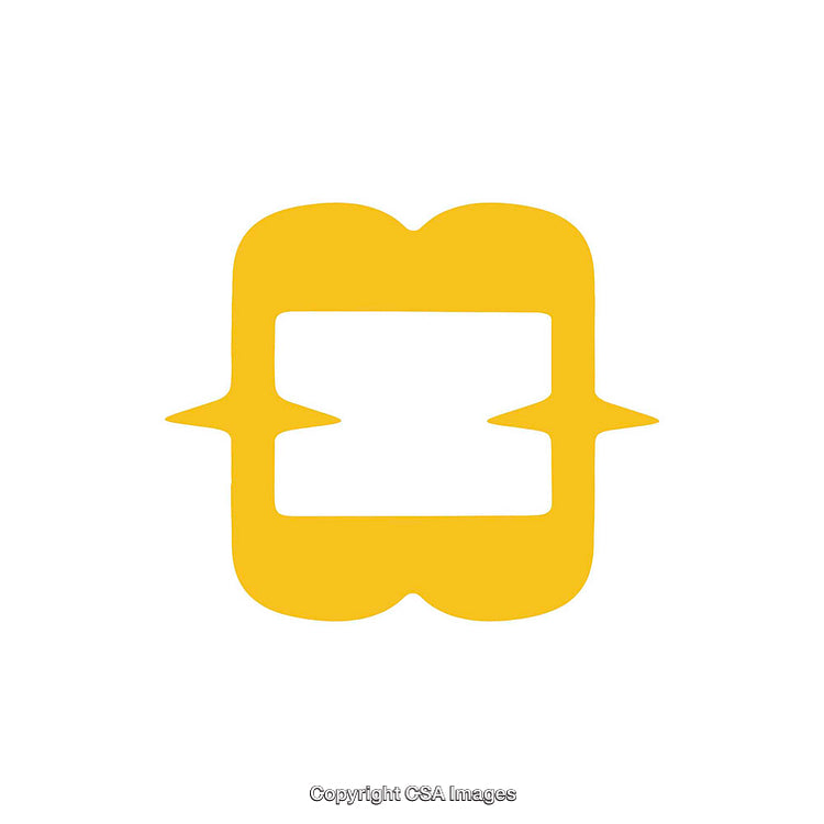 Yellow Abstract Symbol with Symmetrical Design on White Background