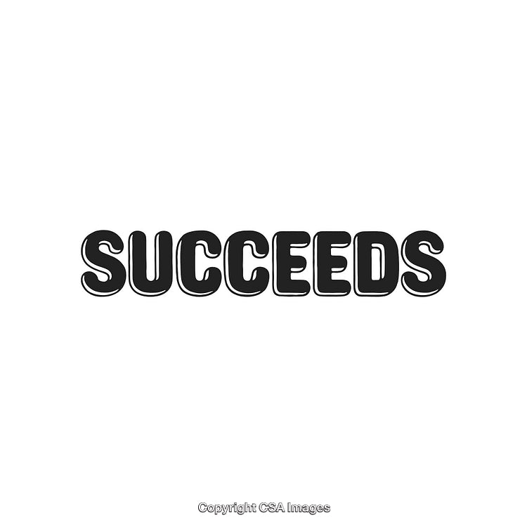Bold Black Typography Displaying the Word 'Succeeds' on a White Background