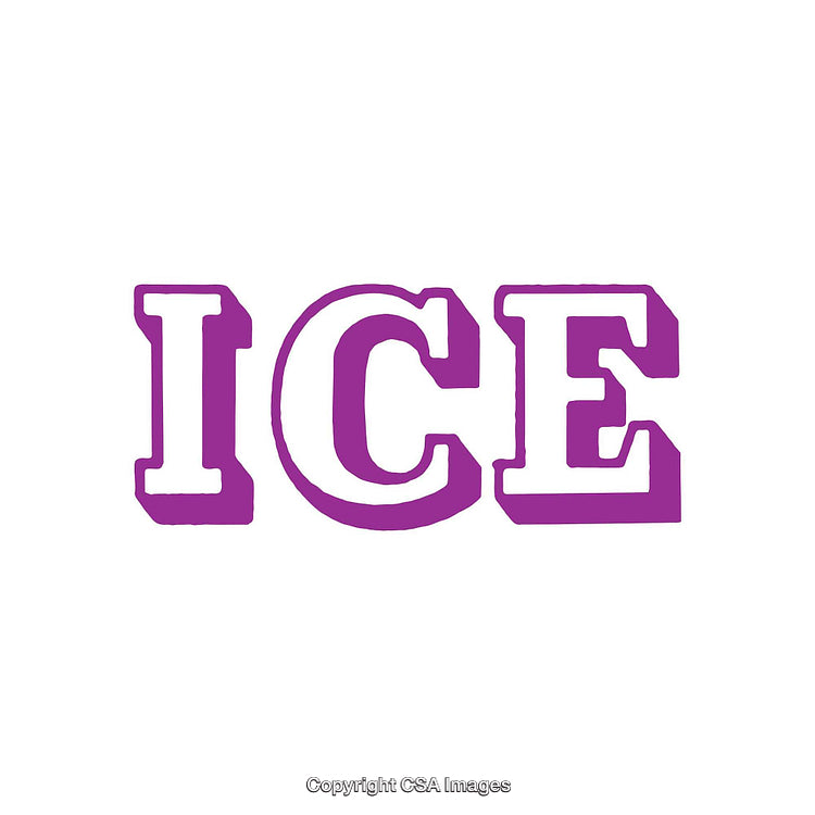 Bold Purple Text Reading "Ice" in Block Style Letters on White
