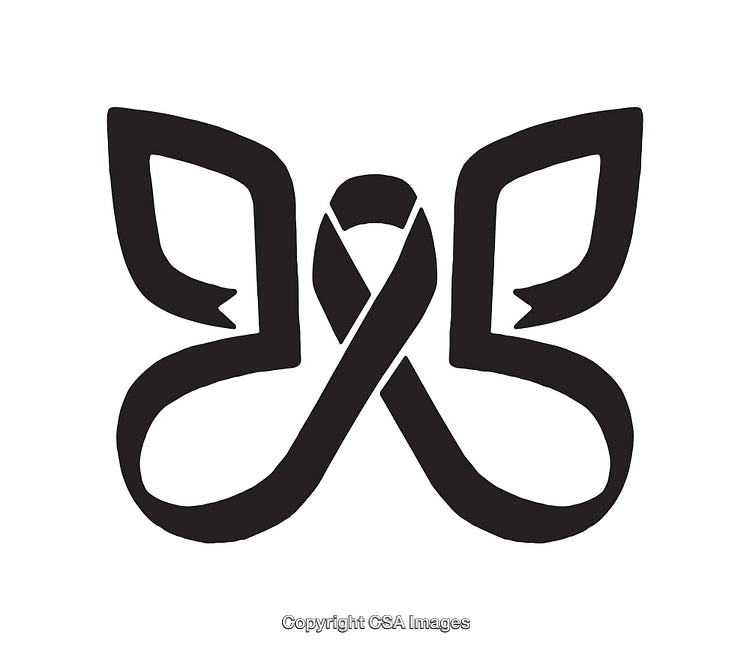 Elegant Black Butterfly-Inspired Ribbon Design Icon on a White Background