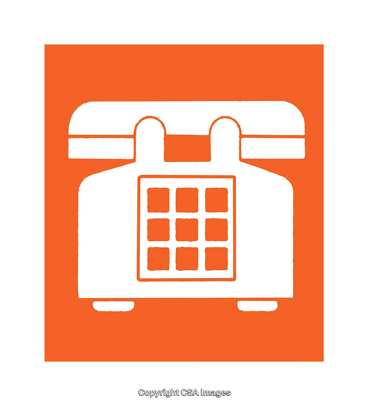 Vintage Telephone Icon on an Orange Background Design Graphic