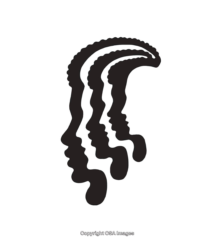 Abstract Black and White Line Art Faces in Creative Composition