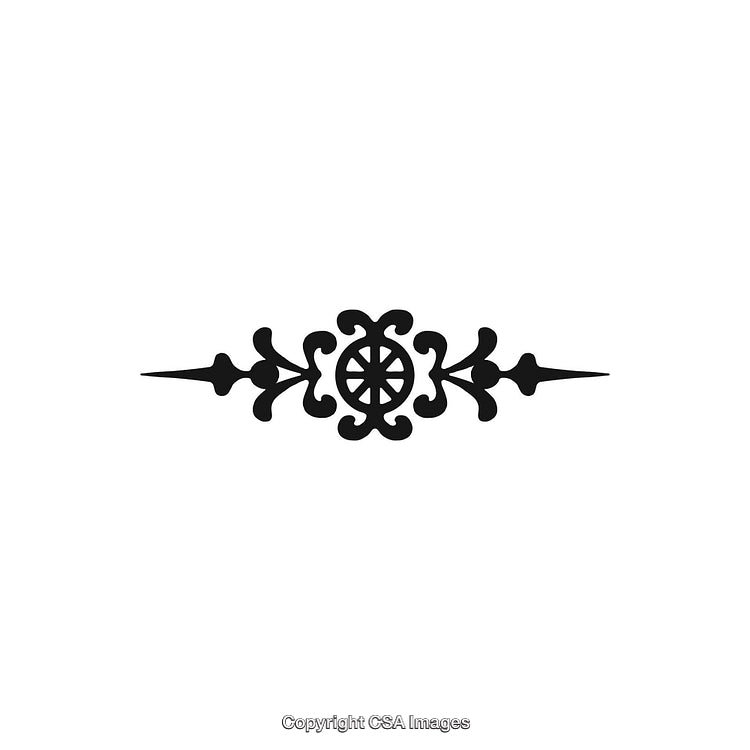 Elegant Black and White Decorative Design Ornament with a Symmetrical Motif