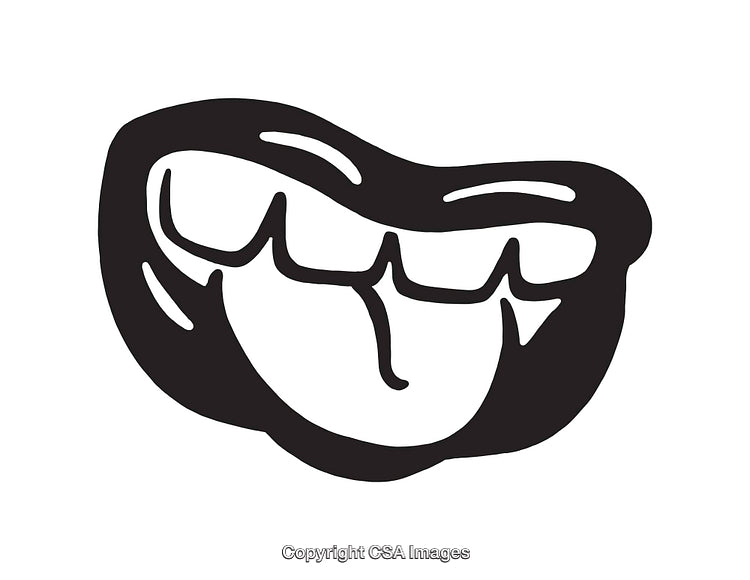 Black and White Line Art of a Simple Smiling Mouth Illustration