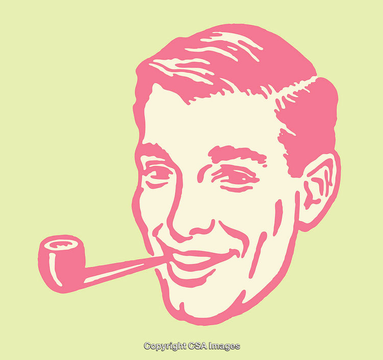 Retro Illustration of a Smiling Man with a Smoking Pipe
