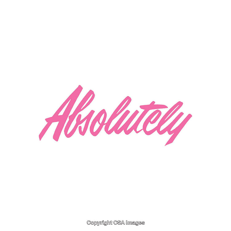 Pink Script Text Saying Absolutely on White Background