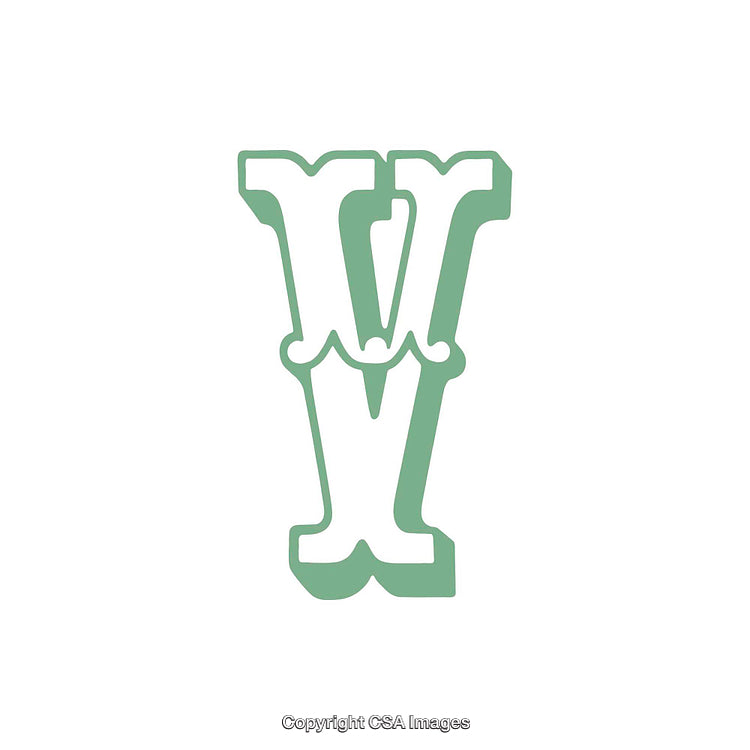 Decorative Green Letter V with Stylish Serif Fonts
