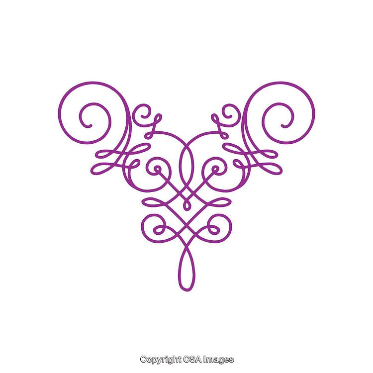 Elegant Purple Swirl Design with Symmetrical Patterns on White Background