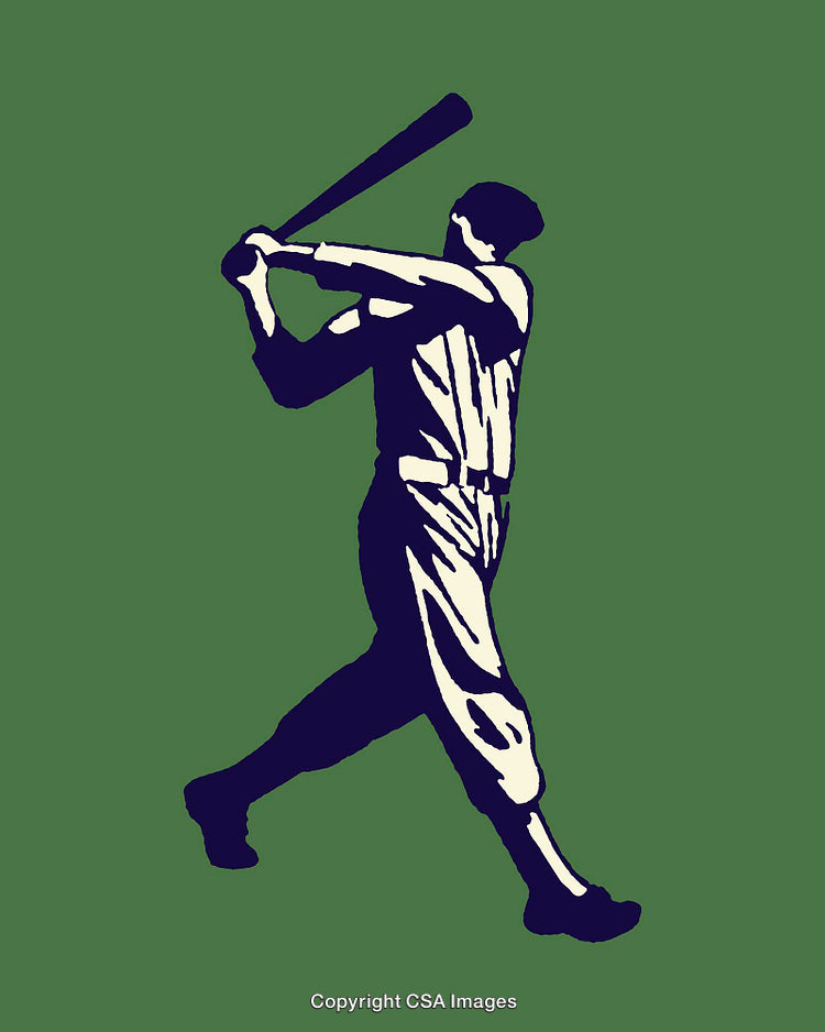 Retro Style Line Art Illustration of Baseball Player in Swing Action