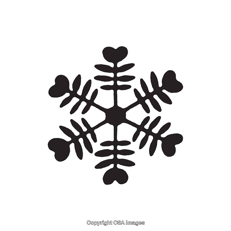 Black and White Snowflake Dingbat with Heart-Shaped Accents