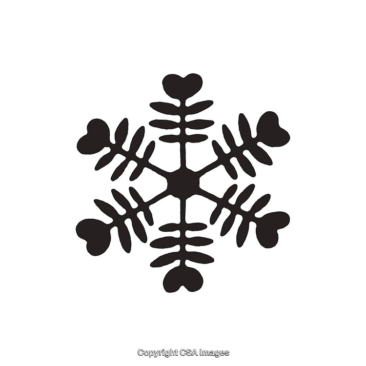 Black and White Snowflake Dingbat with Heart-Shaped Accents