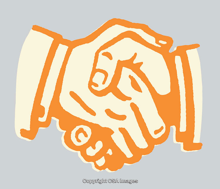 Colorful Line Art Depicting a Handshake to Symbolize Trust and Cooperation
