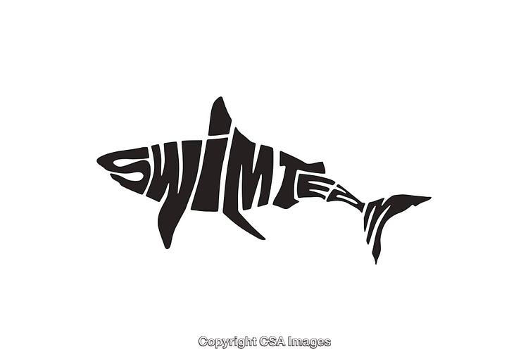 Creative Shark Logo Featuring the Words "Swim Team" in Unique Design