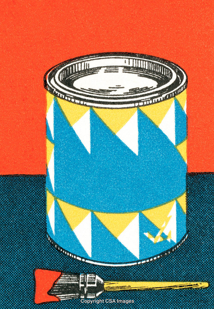 Colorful Paint Can with Brush in Vibrant Illustration Style