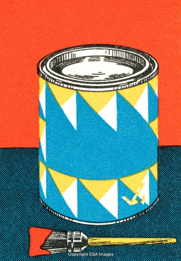 Colorful Paint Can with Brush in Vibrant Illustration Style