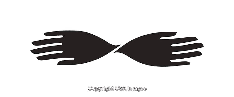 Symbolic Black and White Icon Depicting Intertwined Abstract Hands