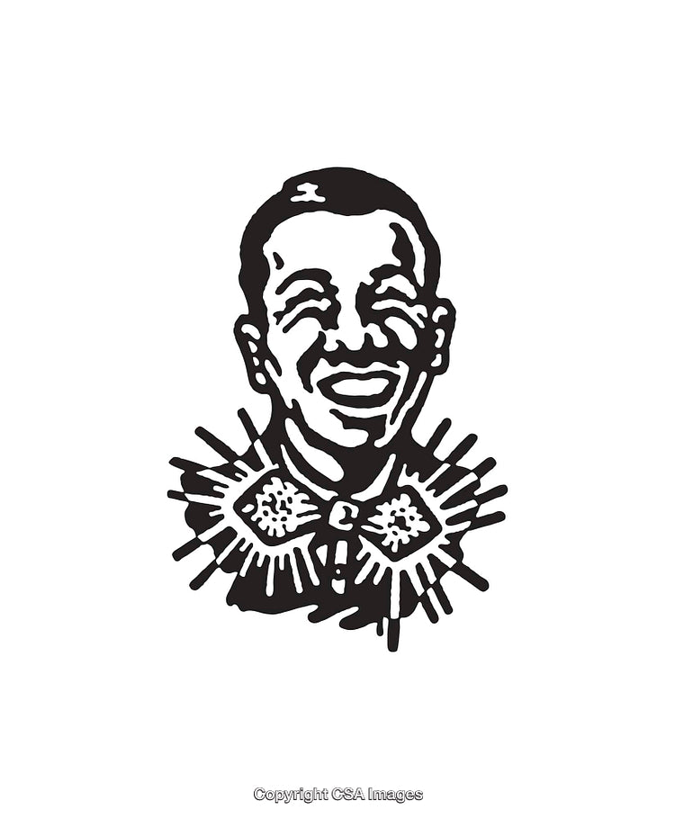 Stylized Black and White Line Art Portrait of a Smiling Person