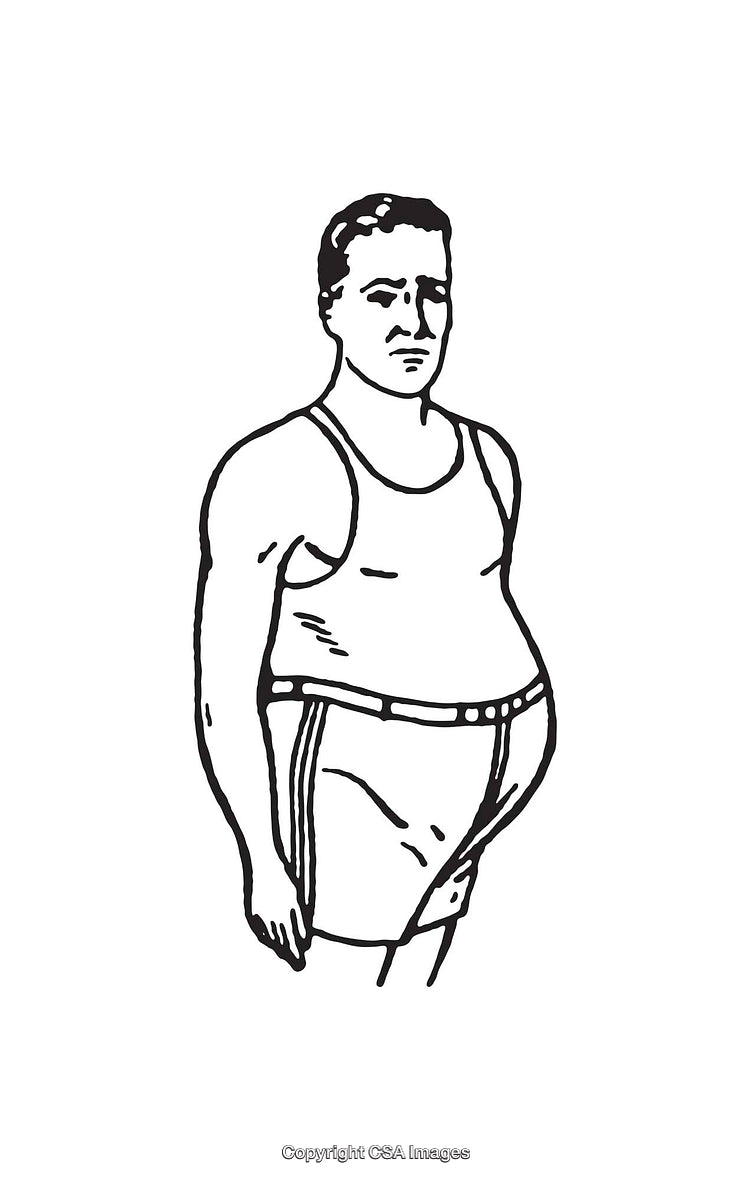 Black and White Line Art Illustration of a Standing Man in Casual Attire