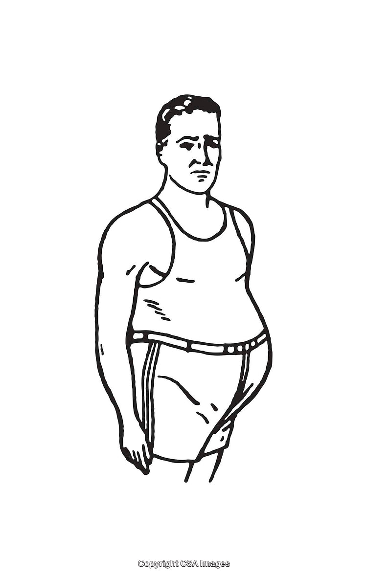 Black and White Line Art Illustration of a Standing Man in Casual Attire