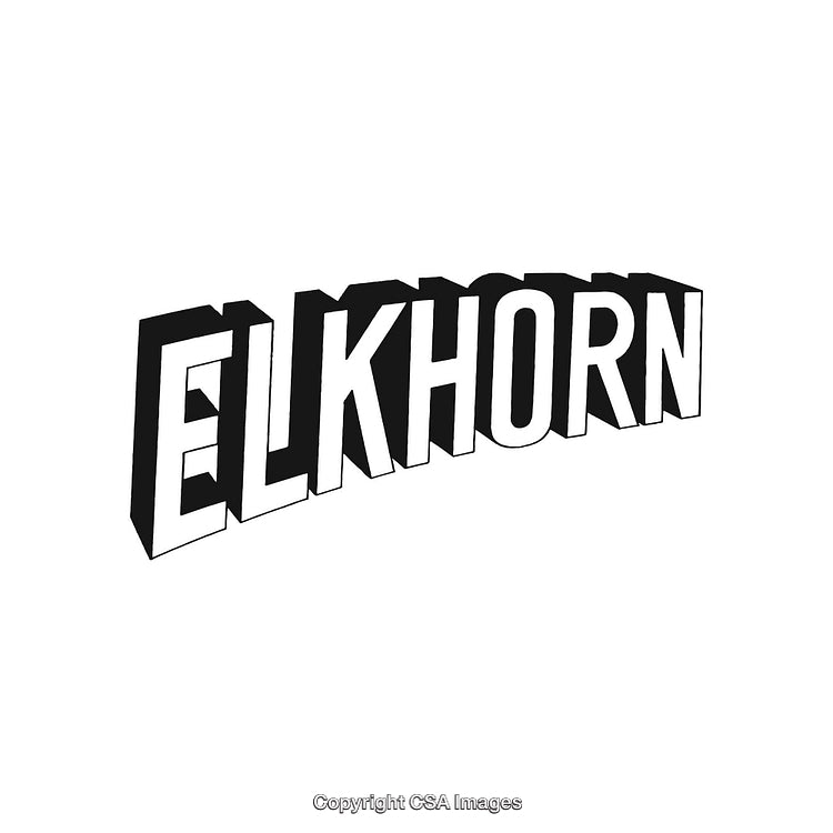 Elkhorn Word Art Design with 3D Stylized Typography on White Background