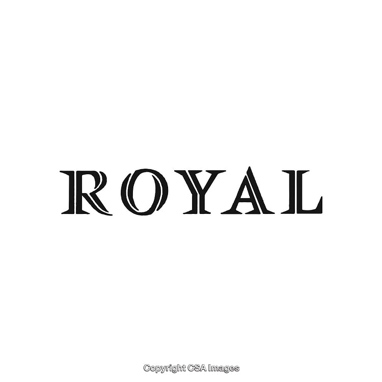 Elegant Decorative Typography Displaying the Word Royal on White Background