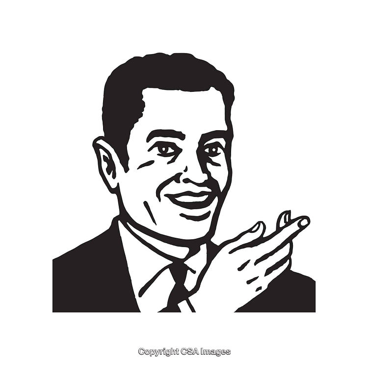 Retro Black And White Businessman Line Art Illustration