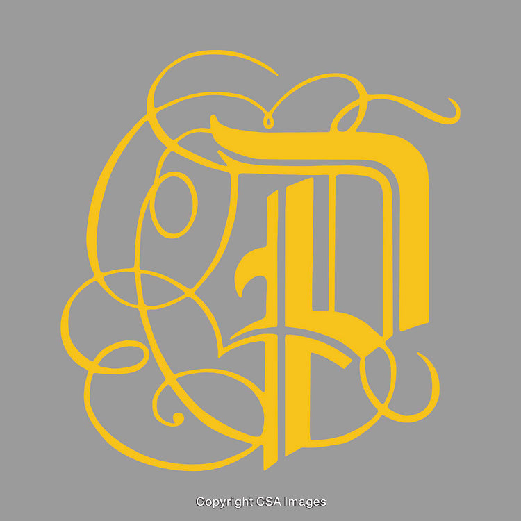 Elegant Gold Calligraphy Design of the Letter P on Gray Background