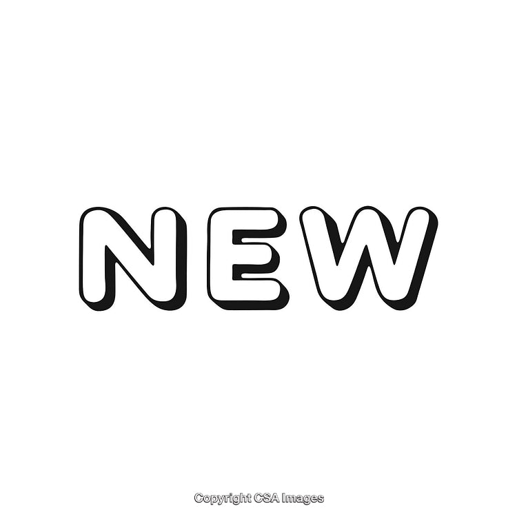 Black and White New Text Graphic on a Plain Background