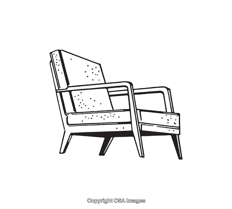 Vintage Armchair Line Art Illustration with Retro Design Details