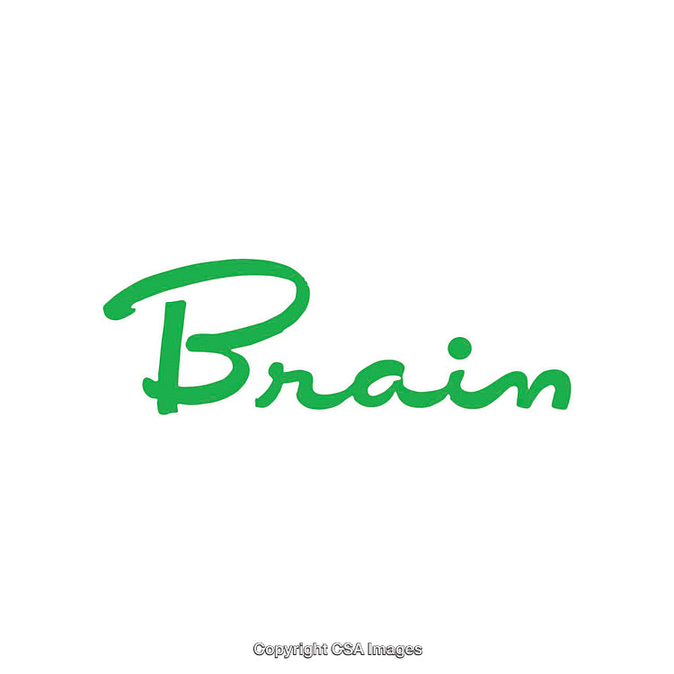 Green Handwritten Text Featuring the Word Brain on a White Background