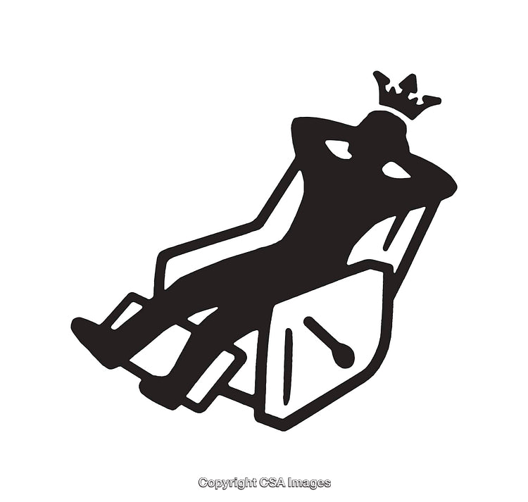 Silhouette of a Relaxing Reclined Figure With a Crown in Black