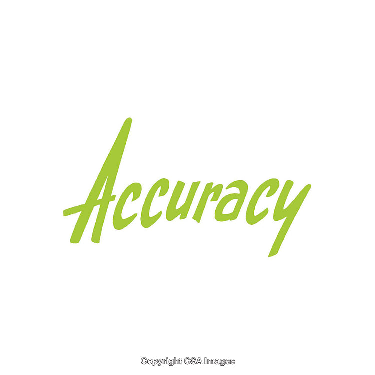 Green Scripted Word Highlighting Accuracy on a White Background