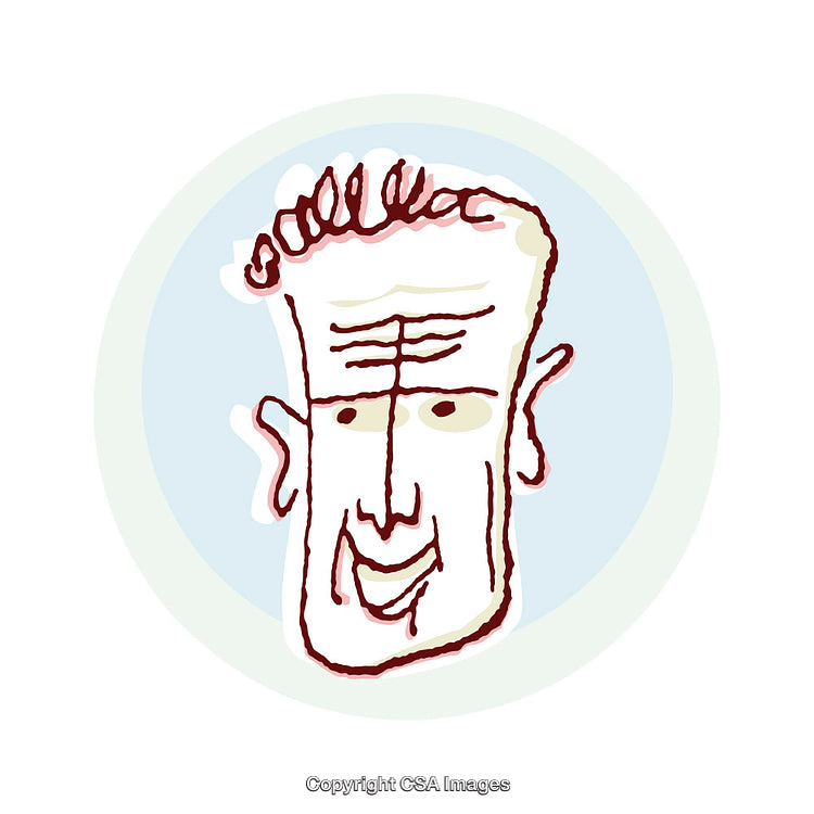 Illustration of a Stylized Face with Unique Artistic Lines and Colors