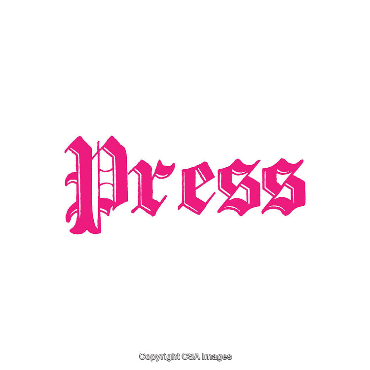 Bold Pink Gothic Typography Design With the Word 'Press' on White Background