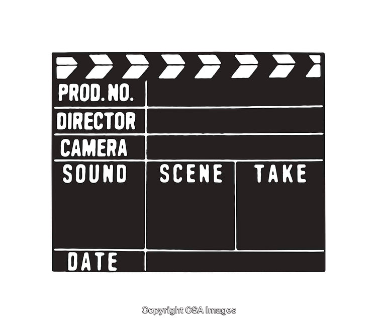 Black and White Film Slateboard Illustration for Creative Projects and Designs