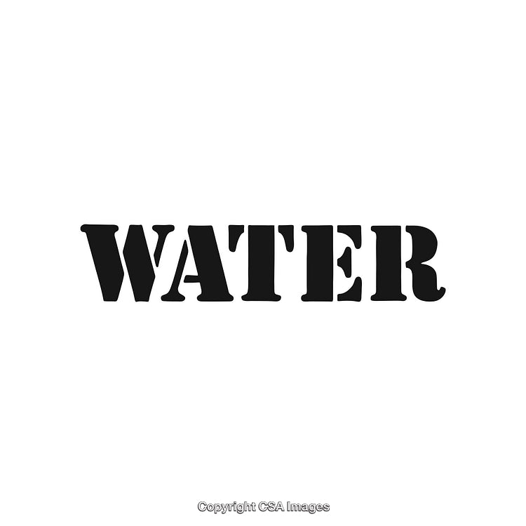 Bold Black Typography of the Word Water on a White Background