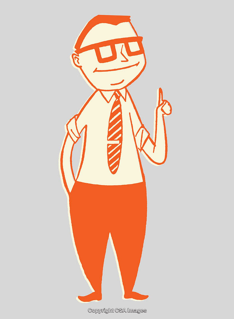 Cheerful Business Illustration of a Man in Glasses Giving Advice