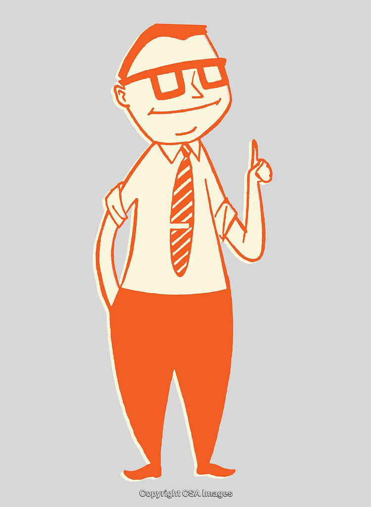 Cheerful Business Illustration of a Man in Glasses Giving Advice