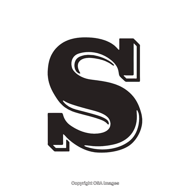 Bold Black Letter S on a White Background in a Stylish Design